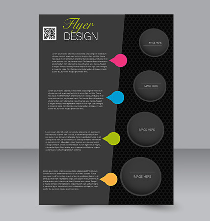 Flyer template. Business brochure. Editable A4 poster for design, education, presentation, website, magazine cover. Black color.のイラスト素材