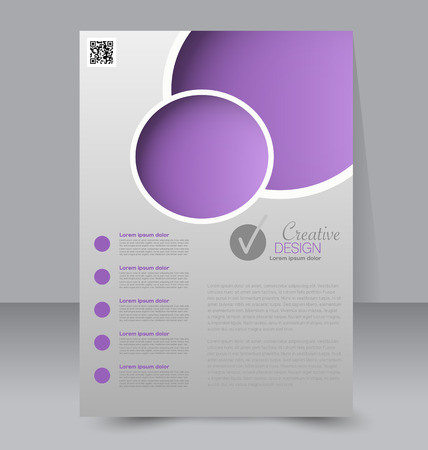 Brochure design. Flyer template. Editable A4 poster for business, education, presentation, website, magazine cover. Purple color.のイラスト素材