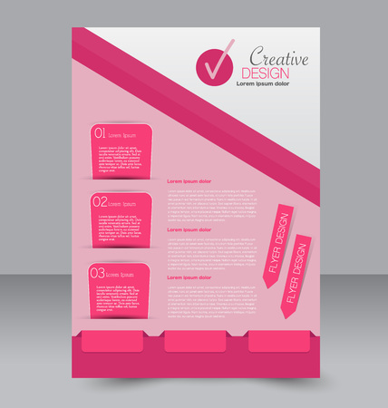 Brochure design. Flyer template. Editable A4 poster for business, education, presentation, website, magazine cover. Pink color.のイラスト素材