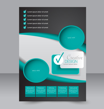 Brochure design. Flyer template. Editable A4 poster for business, education, presentation, website, magazine cover. Green color.のイラスト素材