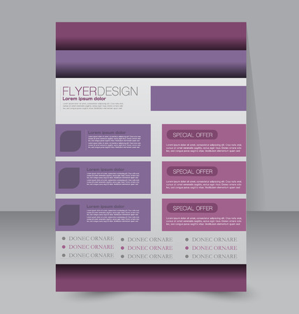 Flyer template. Business brochure. Editable A4 poster for design, education, presentation, website, magazine cover. Purple color.のイラスト素材