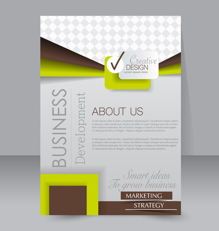 Brochure design. Flyer template. Editable A4 poster for business, education, presentation, website, magazine cover. Brown and yellow color.のイラスト素材