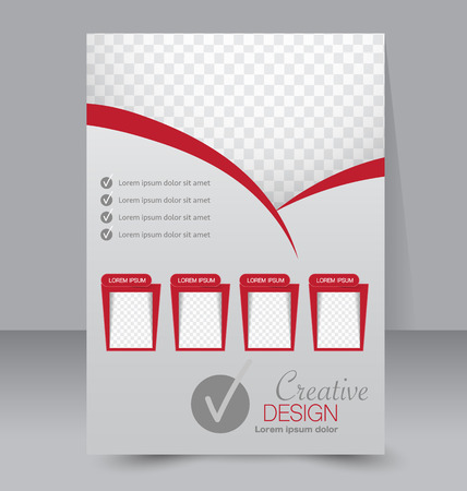 Flyer template. Business brochure. Editable A4 poster for design, education, presentation, website, magazine cover. Red color.のイラスト素材