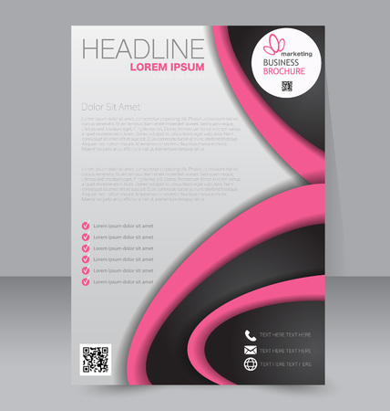 Abstract flyer design background. Brochure template. Can be used for magazine cover, business mockup, education, presentation, report. Pink and black color.のイラスト素材
