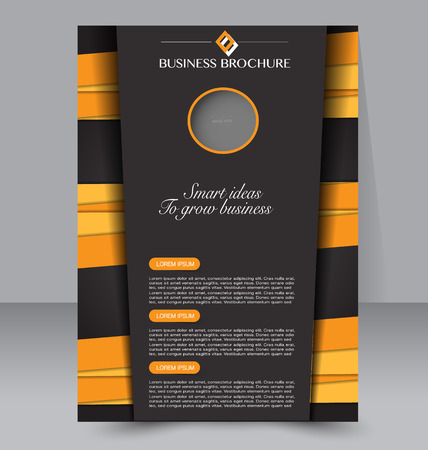 Abstract flyer design background. Brochure template. Can be used for magazine cover, business mockup, education, presentation, report. Black and orange color.のイラスト素材