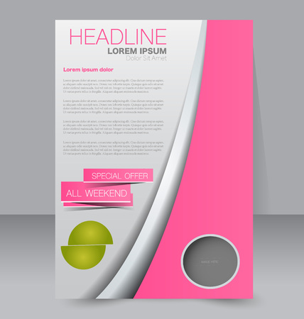 Abstract flyer design background. Brochure template. Can be used for magazine cover, business mockup, education, presentation, report. Pink and green color.のイラスト素材