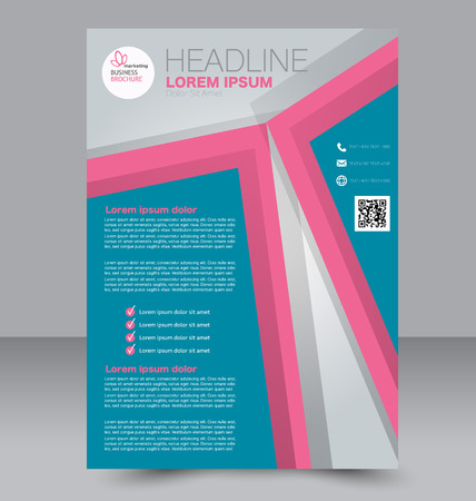 Abstract flyer design background. Brochure template. Can be used for magazine cover, business mockup, education, presentation, report. RBlue and pink color.のイラスト素材