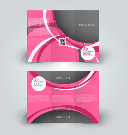 Brochure mock up design template for business, education, advertisement. Trifold booklet editable printable vector illustration. Pink color.のイラスト素材