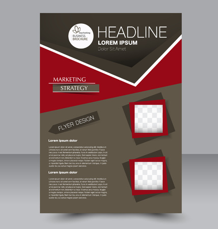 Abstract flyer design background. Brochure template. Can be used for magazine cover, business mockup, education, presentation, report. Red and brown color.のイラスト素材