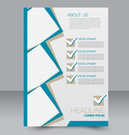 Abstract flyer design background. Brochure template. To be used for magazine cover, business mockup, education, presentation, report.  Blue color.のイラスト素材