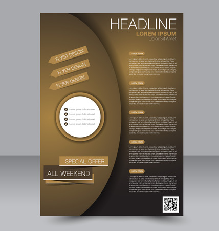 Abstract flyer design background. Brochure template. To be used for magazine cover, business mockup, education, presentation, report.  Brown color.のイラスト素材