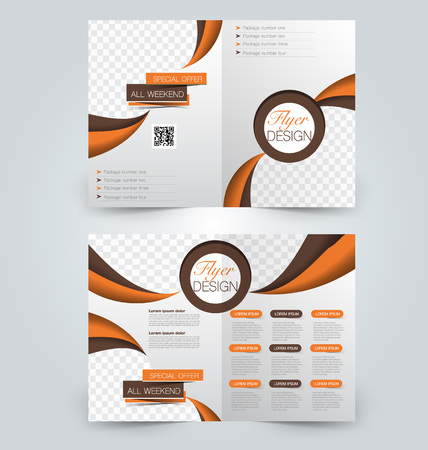 Abstract flyer design background. Brochure template. Can be used for magazine cover, business mockup, education, presentation, report. Brown and orange color.のイラスト素材