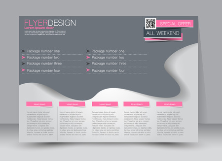 Flyer, brochure, magazine cover template design landscape orientation for education, presentation, website. Pink and grey color. Editable vector illustration.のイラスト素材
