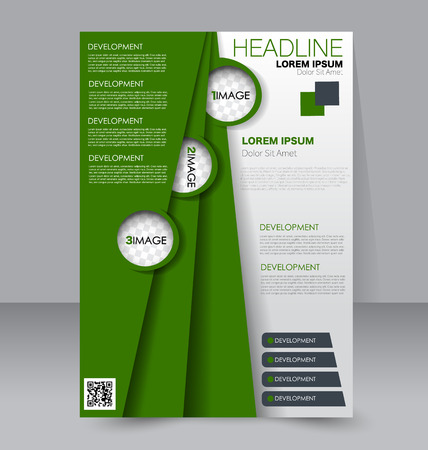 Abstract flyer design background. Brochure template. To be used for magazine cover, business mockup, education, presentation, report. Green color.のイラスト素材