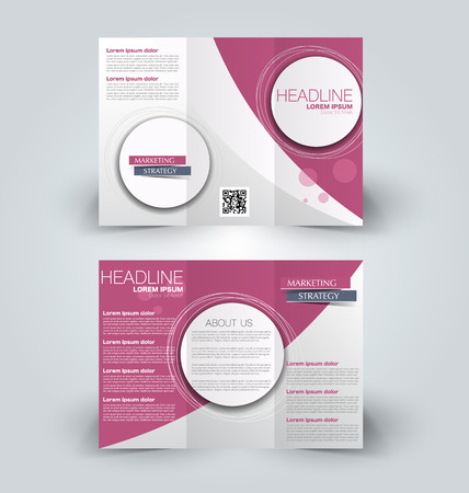 Brochure mock up design template for business, education, advertisement. Trifold booklet editable printable vector illustration. Red color.のイラスト素材