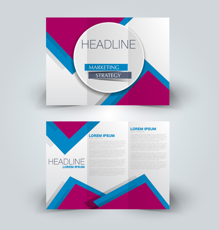 Brochure mock up design template for business, education, advertisement. Trifold booklet editable printable vector illustration. Pink and blue color.のイラスト素材