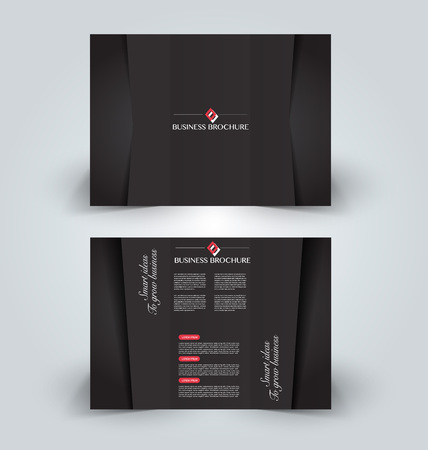 Brochure mock up design template for business, education, advertisement. Trifold booklet editable printable vector illustration. Red and black color.のイラスト素材