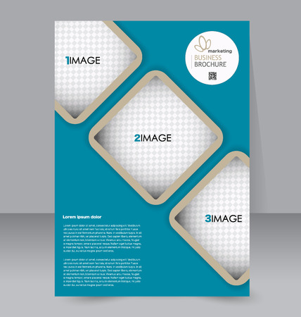Brochure design. Flyer template. Editable A4 poster for business, education, presentation, website, magazine cover. Blue color.のイラスト素材