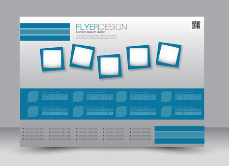Flyer, brochure, billboard, magazine cover template design landscape orientation for education, presentation, website. Blue color. Editable vector illustration.のイラスト素材