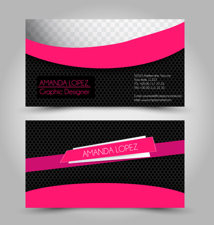 Business card design set template for company corporate style. Black and pink color. Vector illustration.のイラスト素材