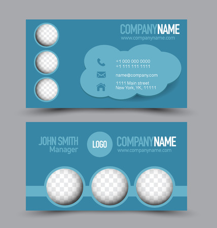 Business card design set template for company corporate style. Blue color. Vector illustration.のイラスト素材