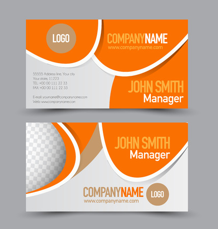 Business card set template for business identity corporate style. Orange color. Vector illustration.のイラスト素材