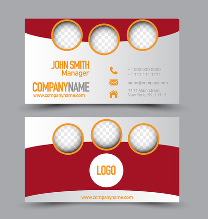 Business card set template for business identity corporate style. Orange and red color. Vector illustration.のイラスト素材