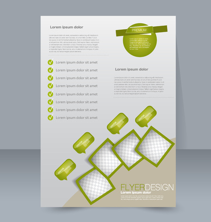 Abstract flyer design background. Brochure template. For magazine cover, business mockup, education, presentation, report. Vector illustration. Green color.のイラスト素材