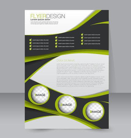 Abstract flyer design background. Brochure template. For magazine cover, business mockup, education, presentation, report. Vector illustration. Black and green color.のイラスト素材