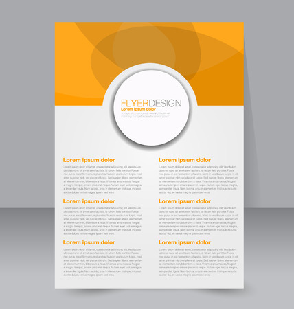 Abstract flyer design background. Brochure template. For magazine cover, business mockup, education, presentation, report.  Orange color. Vector illustration.のイラスト素材
