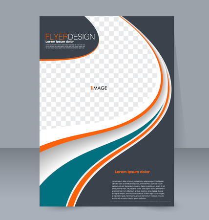 Abstract flyer design background. Brochure template. For magazine cover, business mockup, education, presentation, report. Vector illustration. Green and orange color.のイラスト素材
