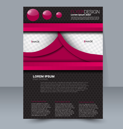 Abstract flyer design background. Brochure template. For magazine cover business mockup education presentation report.  Vector illustration. Pink and black color.のイラスト素材