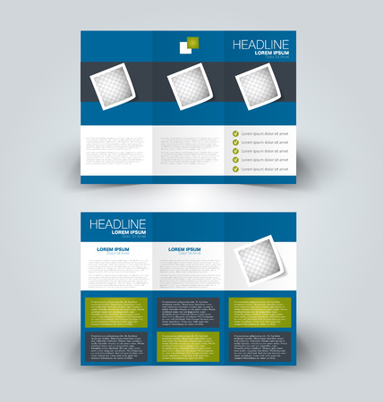 Brochure mock up design template for business, education, advertisement. Trifold booklet editable printable illustration.のイラスト素材