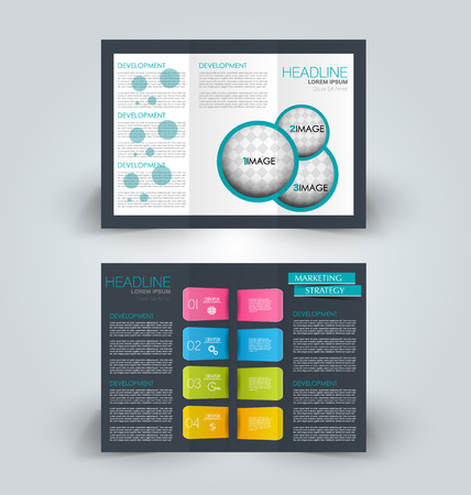 Brochure mock up design template for business, education, advertisement. Trifold booklet editable printable illustration.のイラスト素材
