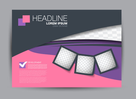 Flyer, brochure, billboard template design landscape orientation for education, presentation, website. Purple and pink color. Editable vector illustration.のイラスト素材