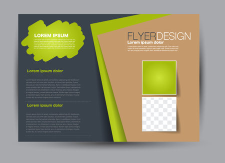 Flyer, brochure, billboard template design landscape orientation for education, presentation, website. Green, brown, and grey color. Editable vector illustration.のイラスト素材