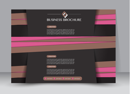 Flyer, brochure, billboard template design landscape orientation for education, presentation, website. Black, pink and brown color. Editable vector illustration.のイラスト素材