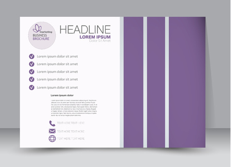 Flyer, brochure, billboard template design landscape orientation for education, presentation, website. Purple color. Editable vector illustration.のイラスト素材