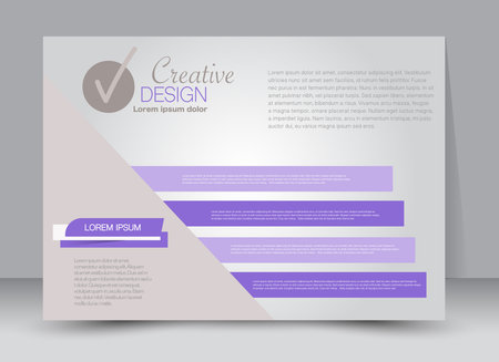 Flyer, brochure, billboard template design landscape orientation for education, presentation, website. Purple color. Editable vector illustration.のイラスト素材
