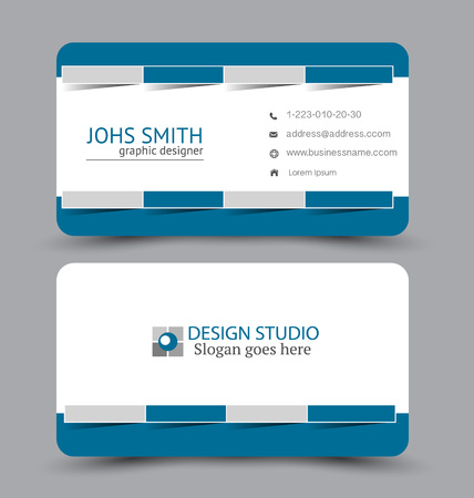 Business card design set template for company corporate style. Blue color. Vector illustration.のイラスト素材