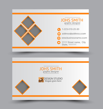 Business card design set template for company corporate style. Orange color. Vector illustration.のイラスト素材