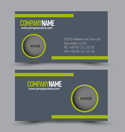 Business card design set template for company corporate style. Grey and green color. Vector illustration.のイラスト素材