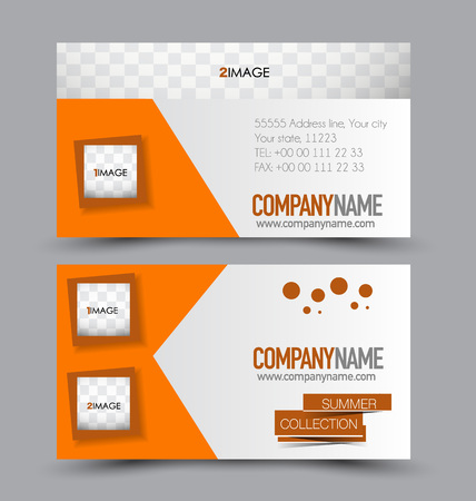 Business card design set template for company corporate style. Orange color. Vector illustration.のイラスト素材