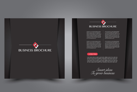Square flyer template. Brochure design. Annual report poster. Leaflet cover. For business and education. Vector illustration. Black and red color.のイラスト素材