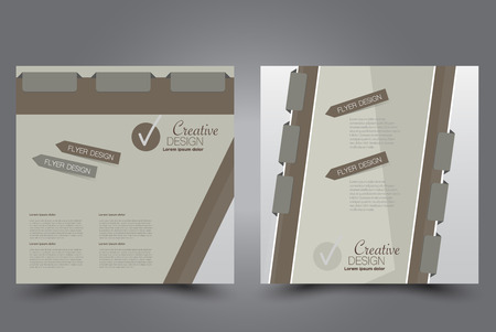 Square flyer template. Brochure design. Annual report poster. Leaflet cover. For business and education. Vector illustration. Brown color.のイラスト素材