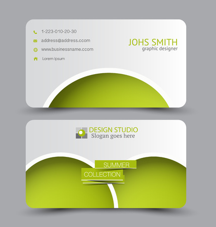 Business card. Design set template for company corporate style. Vector illustration. Green color.のイラスト素材
