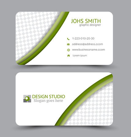 Business card. Design set template for company corporate style. Vector illustration. Green color.のイラスト素材