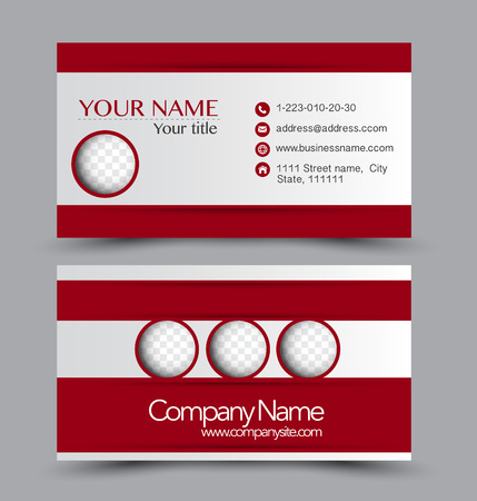 Business card set template for business identity corporate style. Vector illustration. Red color.のイラスト素材