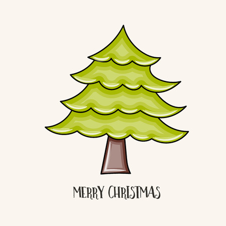 Christmas tree cartoon style vector illustration.のイラスト素材