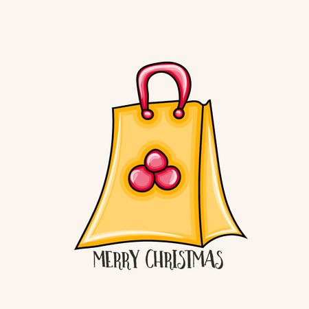 Merry Christmas typography. Package for presents. Cartoon style vector illustration.のイラスト素材